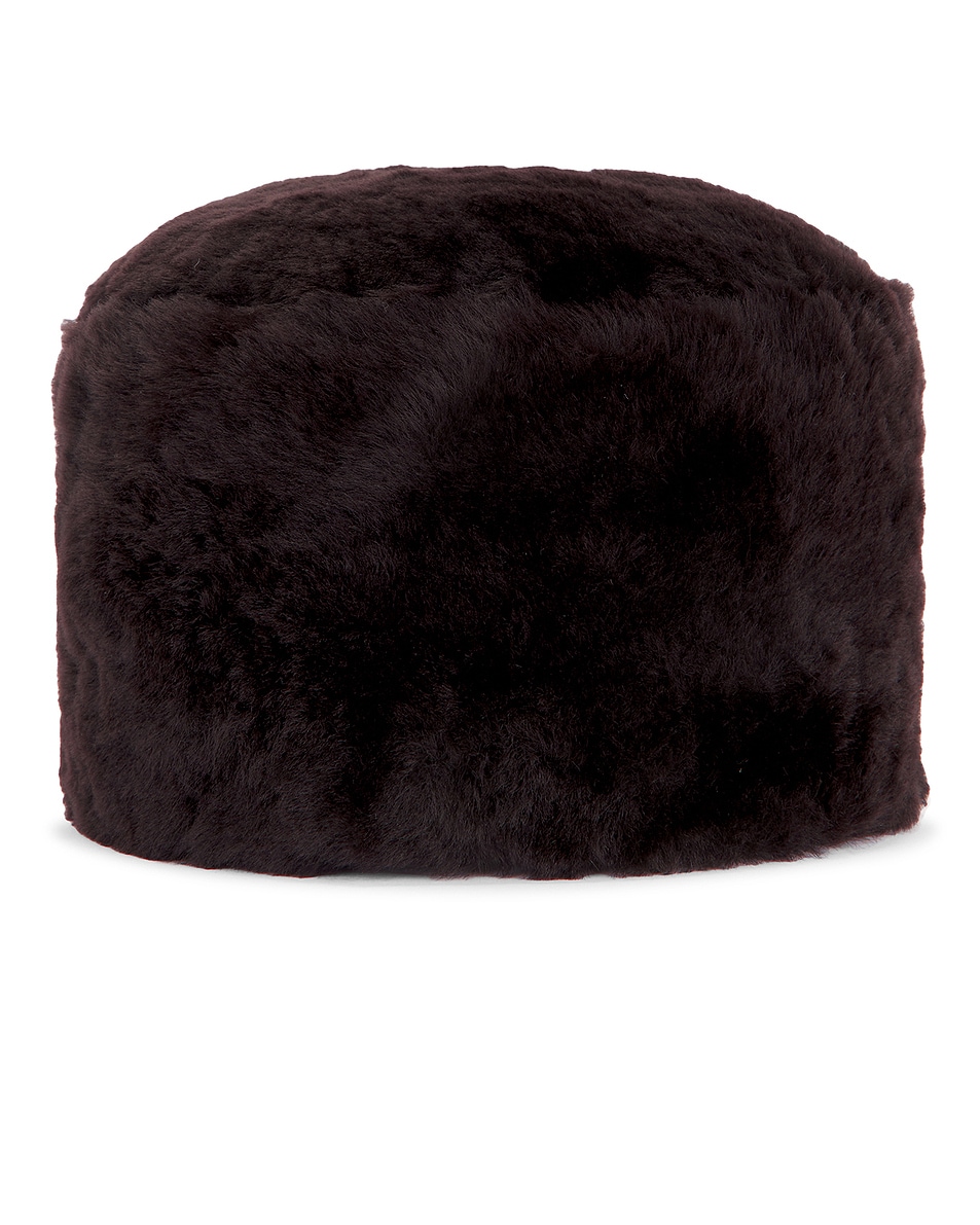 Image 1 of Toteme Shearling Pillbox Hat in Bark