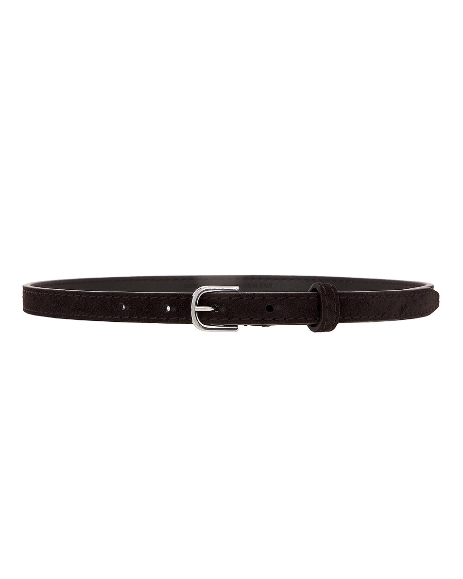 Image 1 of Toteme Thin Suede Trouser Belt in Espresso