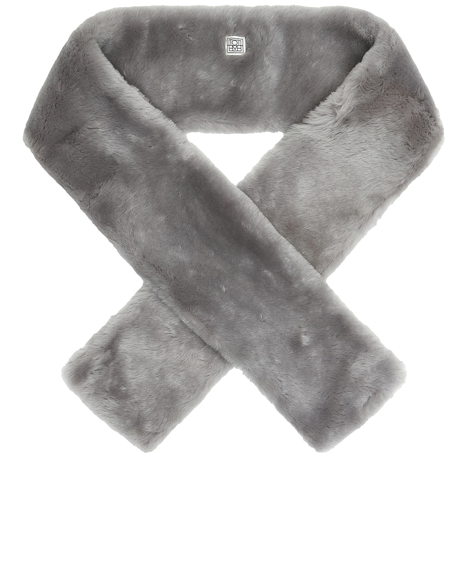 Image 1 of Toteme Shearling Tuxedo Scarf in Grey