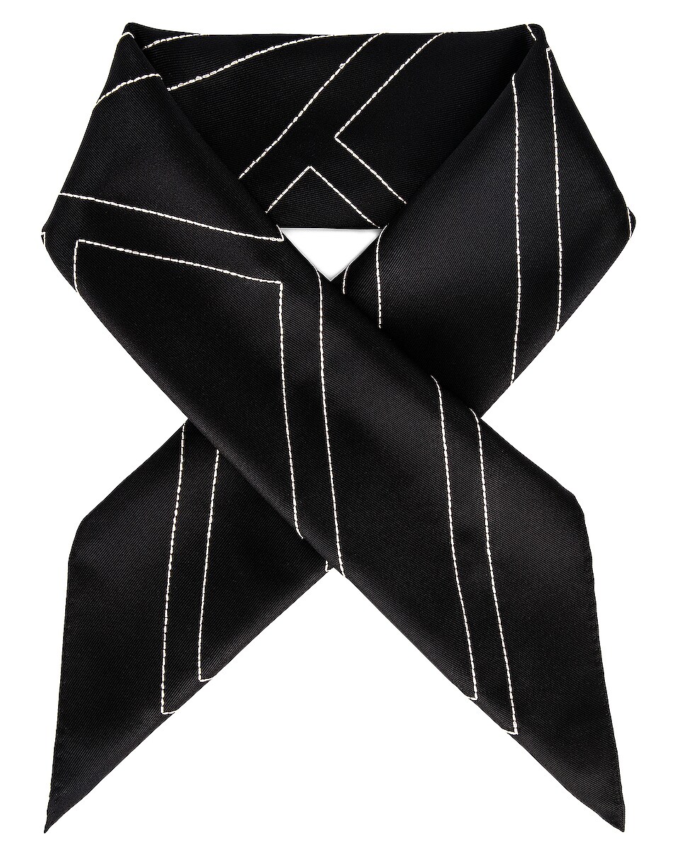 Image 1 of Toteme Embroidered Monogram Silk Scarf in Creme Black