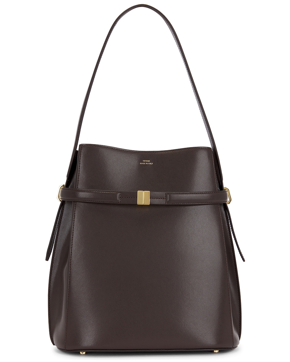 Image 1 of Toteme Belted Leather Bucket Bag in Bark