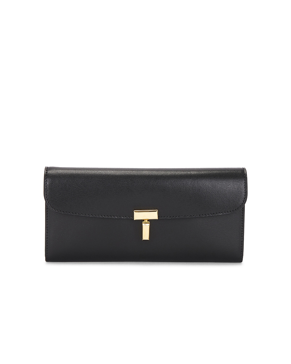 Image 1 of Toteme T-Lock Leather Wallet in Black
