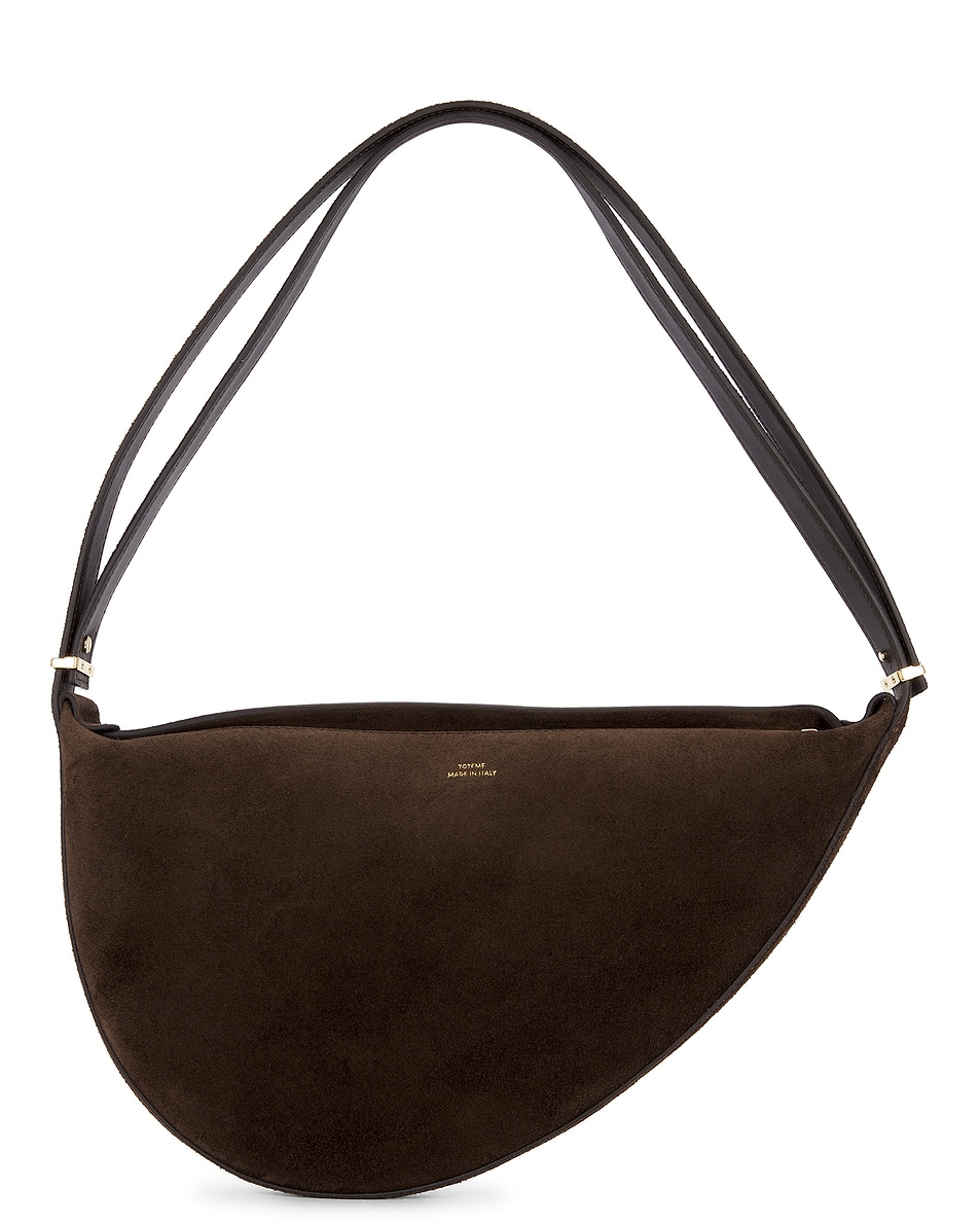 Image 1 of Toteme Suede Scooped Sling Bag in Pepper