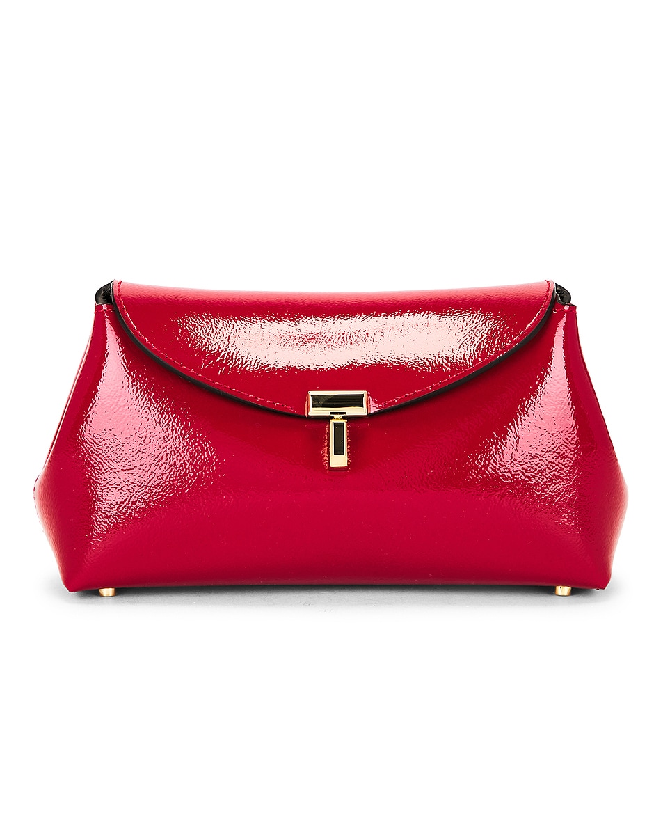Image 1 of Toteme Mini T-Lock Naplack Clutch in Red