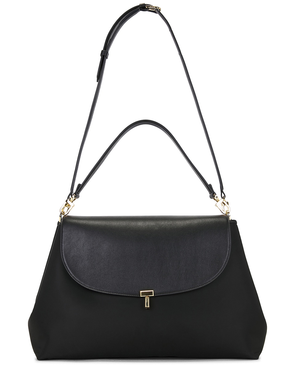 Image 1 of Toteme T-lock Nylon Satchel Bag in Black
