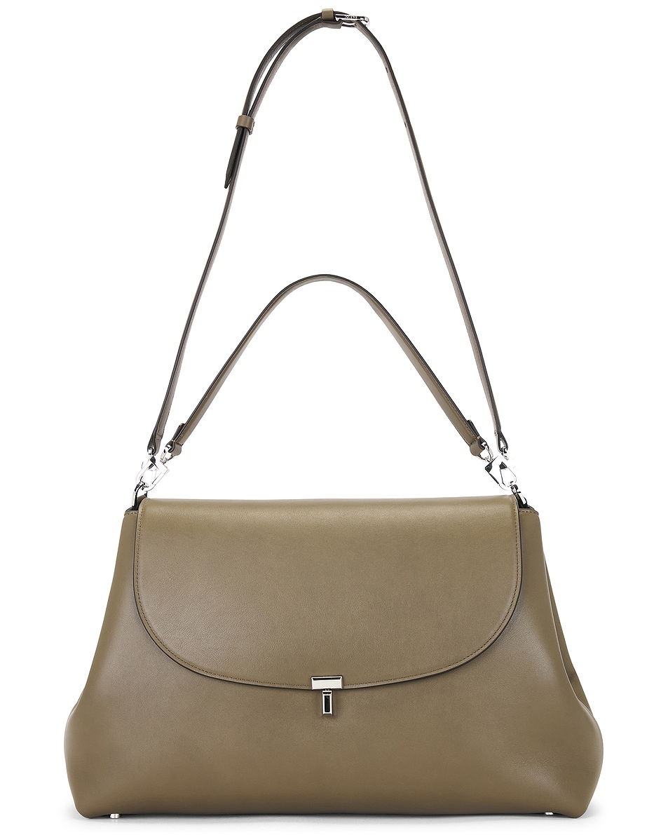 Image 1 of Toteme T-lock Leather Satchel Bag in Taupe