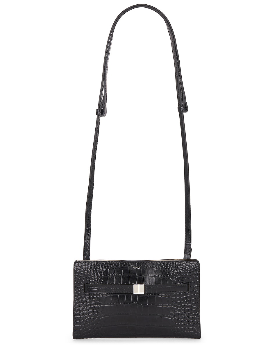 Image 1 of Toteme Belted Croco Embossed Crossbody Bag in Black