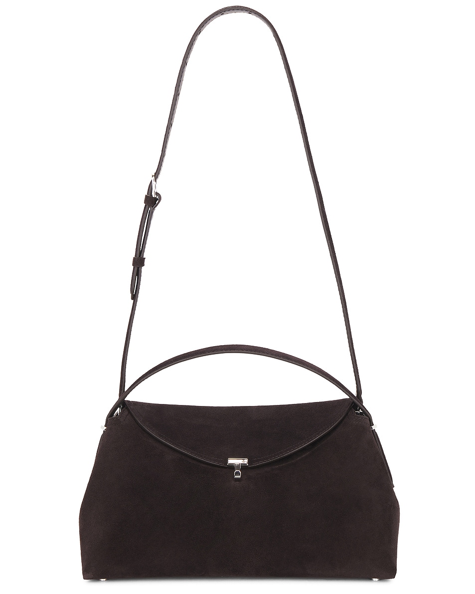 Image 1 of Toteme T-Lock Suede Top Handle Bag in Espresso