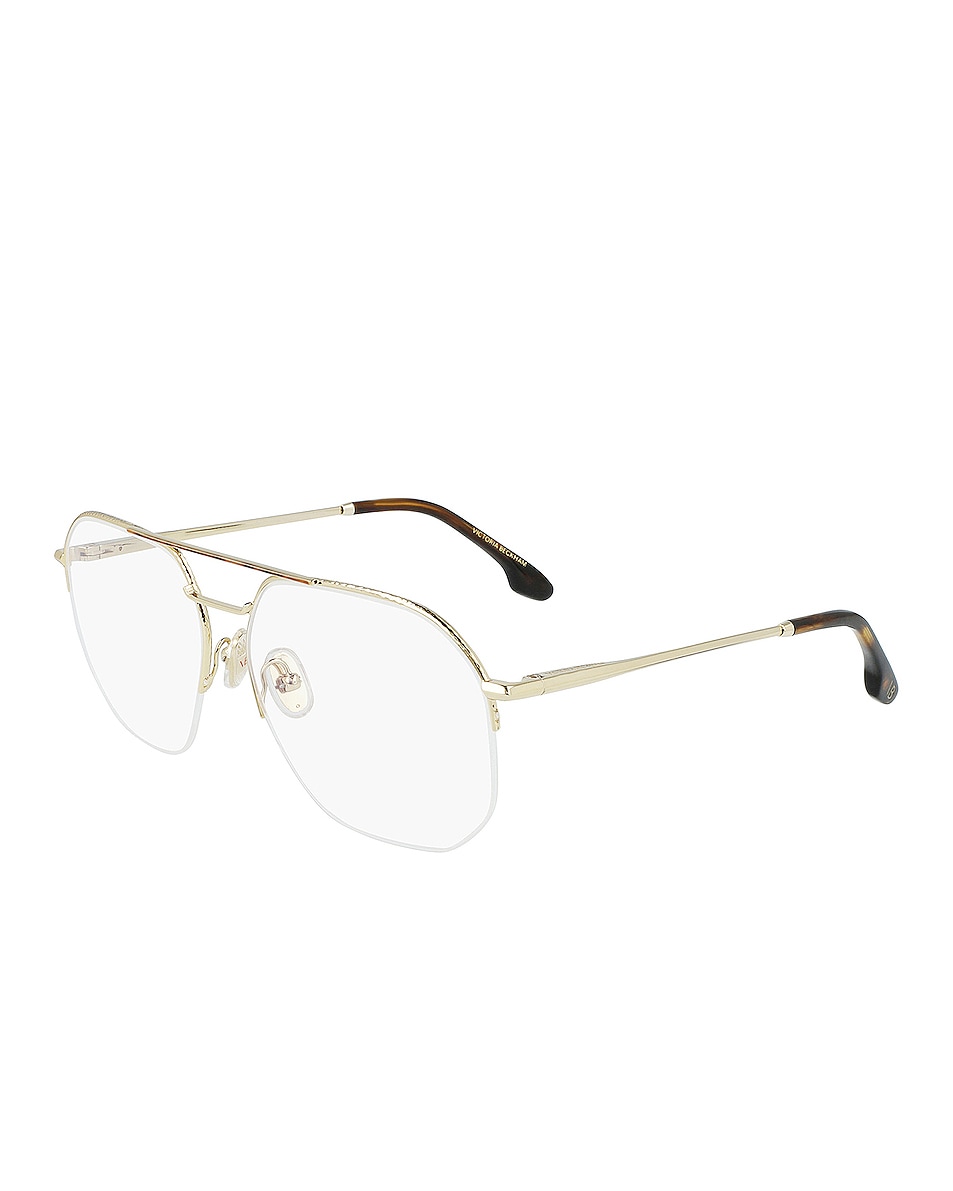 Image 1 of Victoria Beckham Metal Navigator Optical Eyeglasses in Gold & Tortoise
