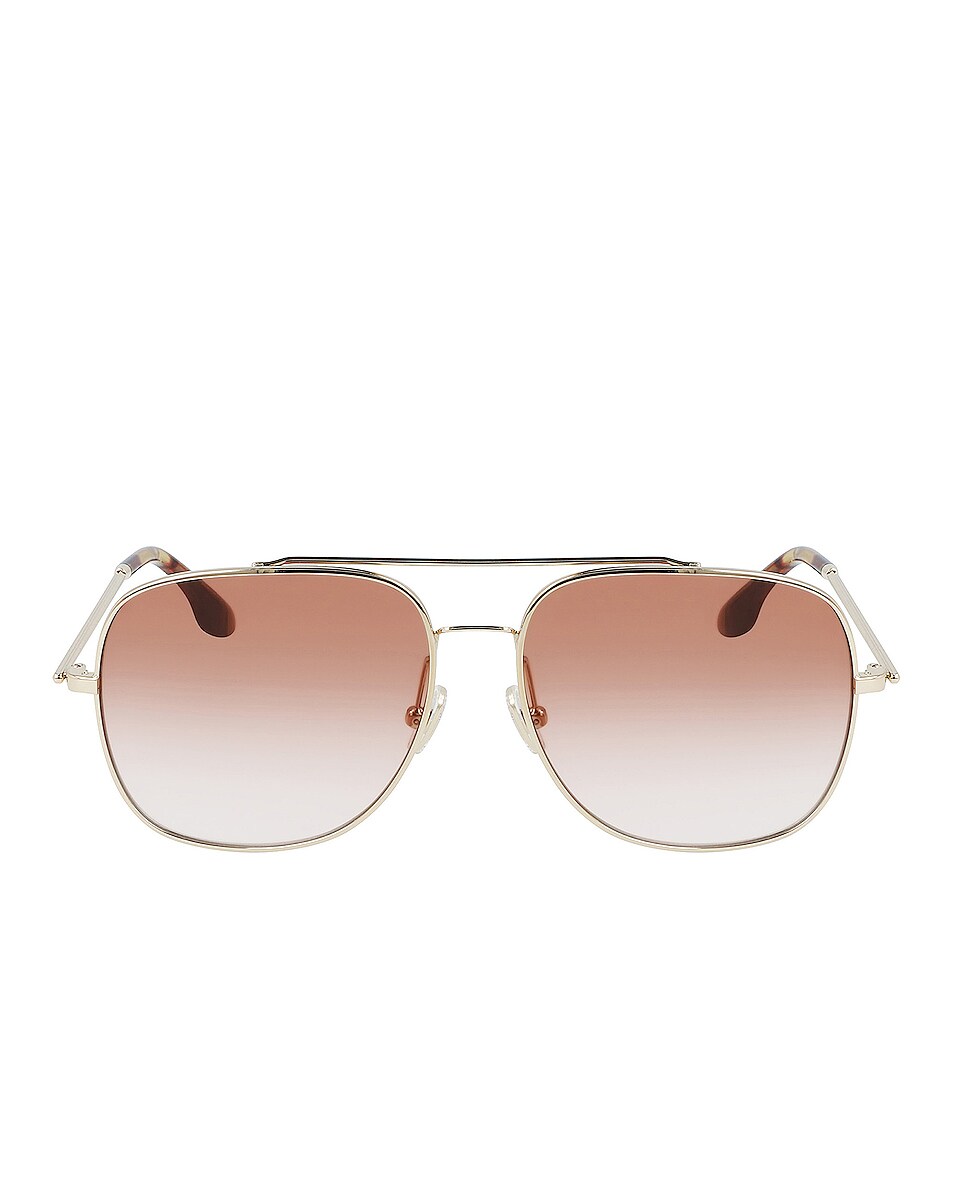 Image 1 of Victoria Beckham Revised Navigator Sunglasses in Gold & Wine