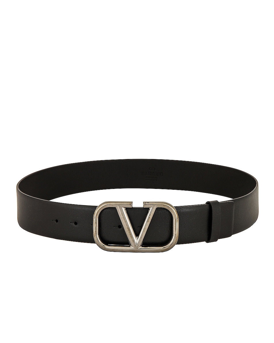 Image 1 of Valentino Garavani Valentino Garavani Garavani V Logo Belt in Black