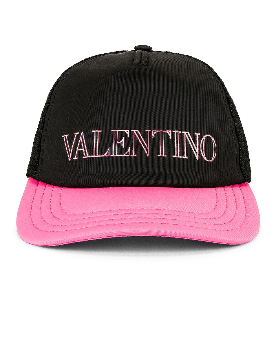 Image 1 of Valentino Garavani Valentino Baseball Hat in Nero & Cyclamin Pink