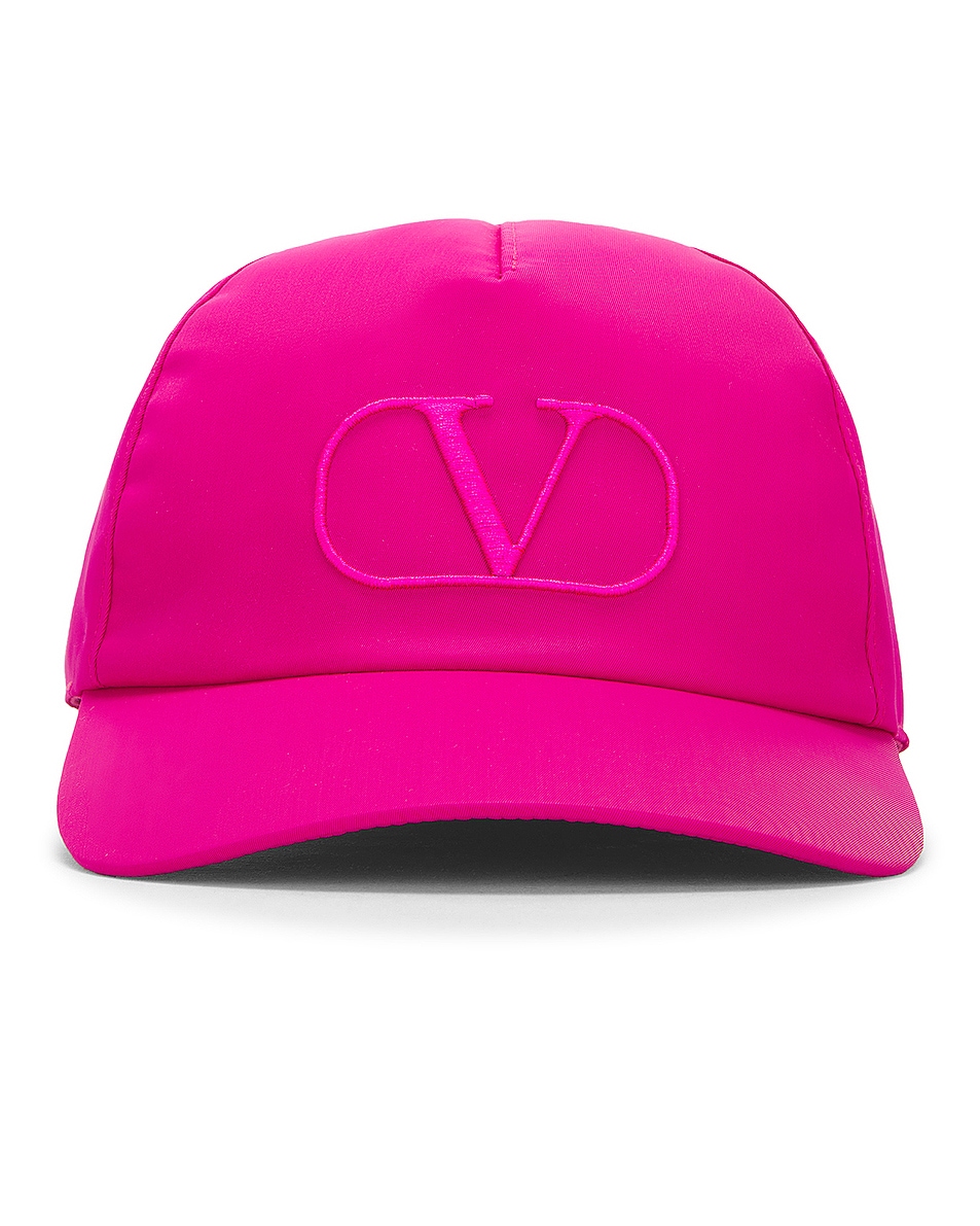 Image 1 of Valentino Garavani Valentino V Logo Signature Baseball Hat in Pink PP