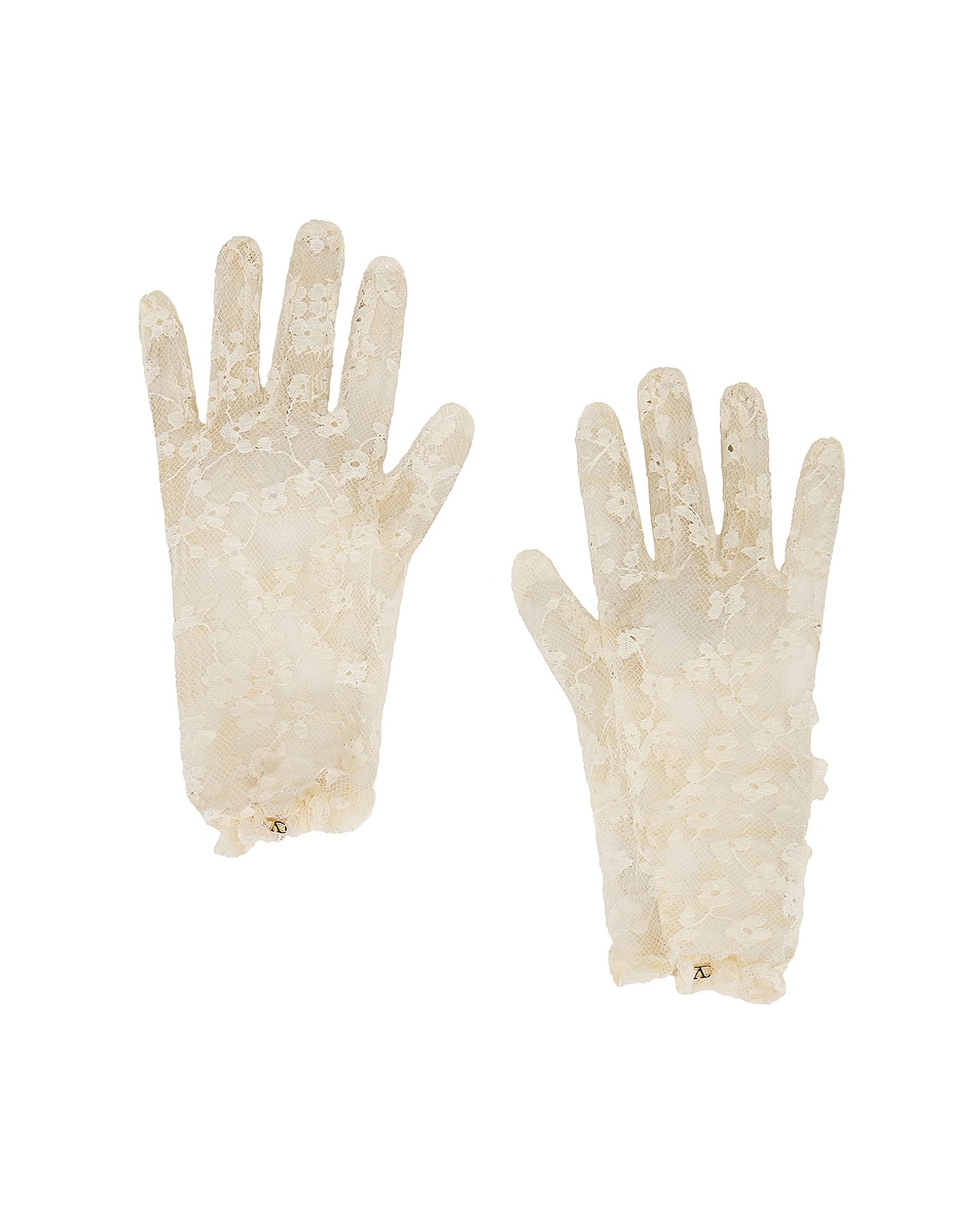 Image 1 of Valentino Garavani V Logo Signature Gloves in Burro & Oro