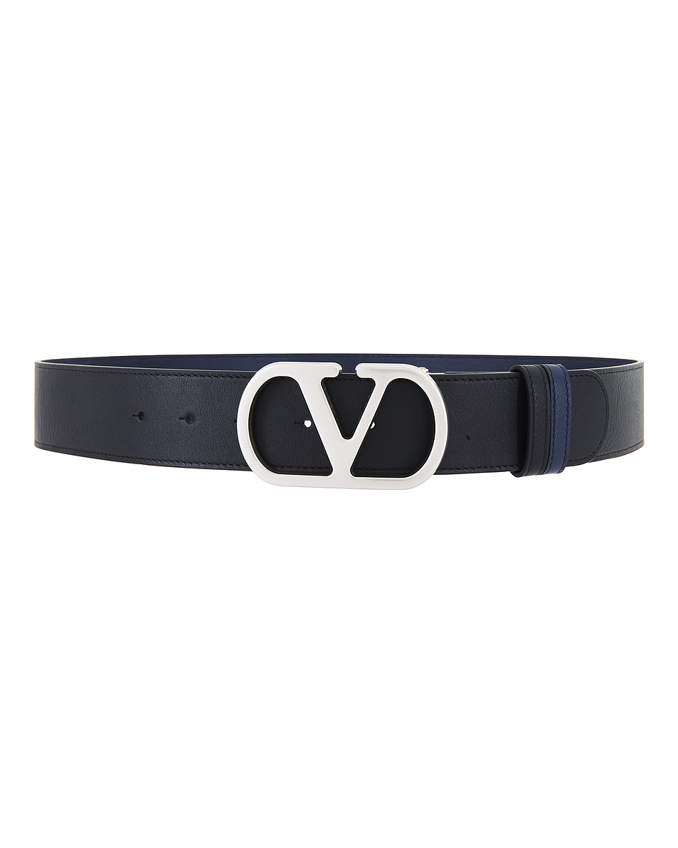 Image 1 of Valentino Garavani Reversibile Belt in Nero & Marine