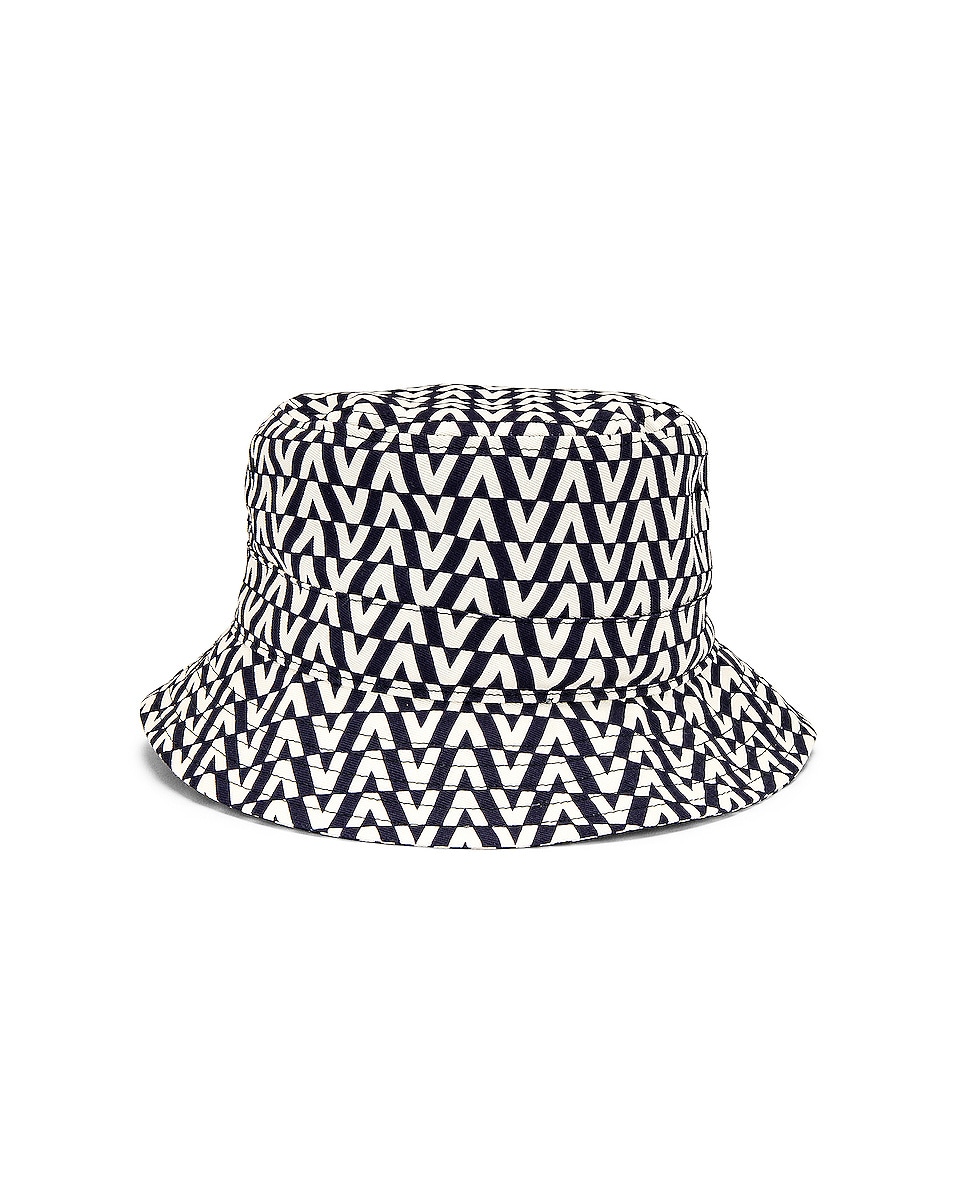 Image 1 of Valentino Garavani Printed Bucket Hat in Blue & Ivory