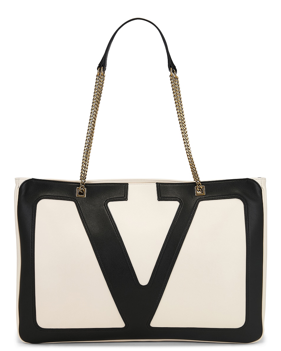 Image 1 of Valentino Garavani Large Tote Bag in Butter White & Nero