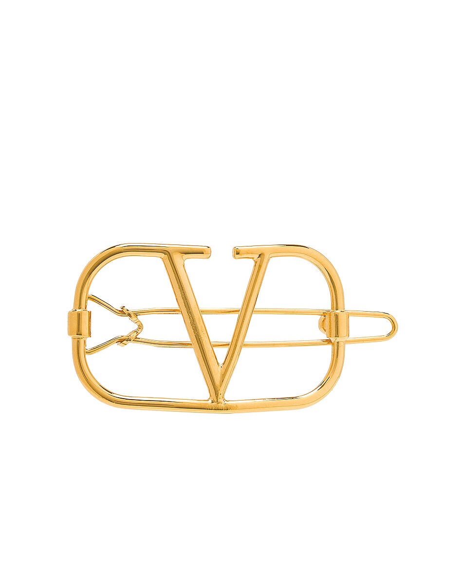 Image 1 of Valentino Garavani VLogo Hair Clip in Oro