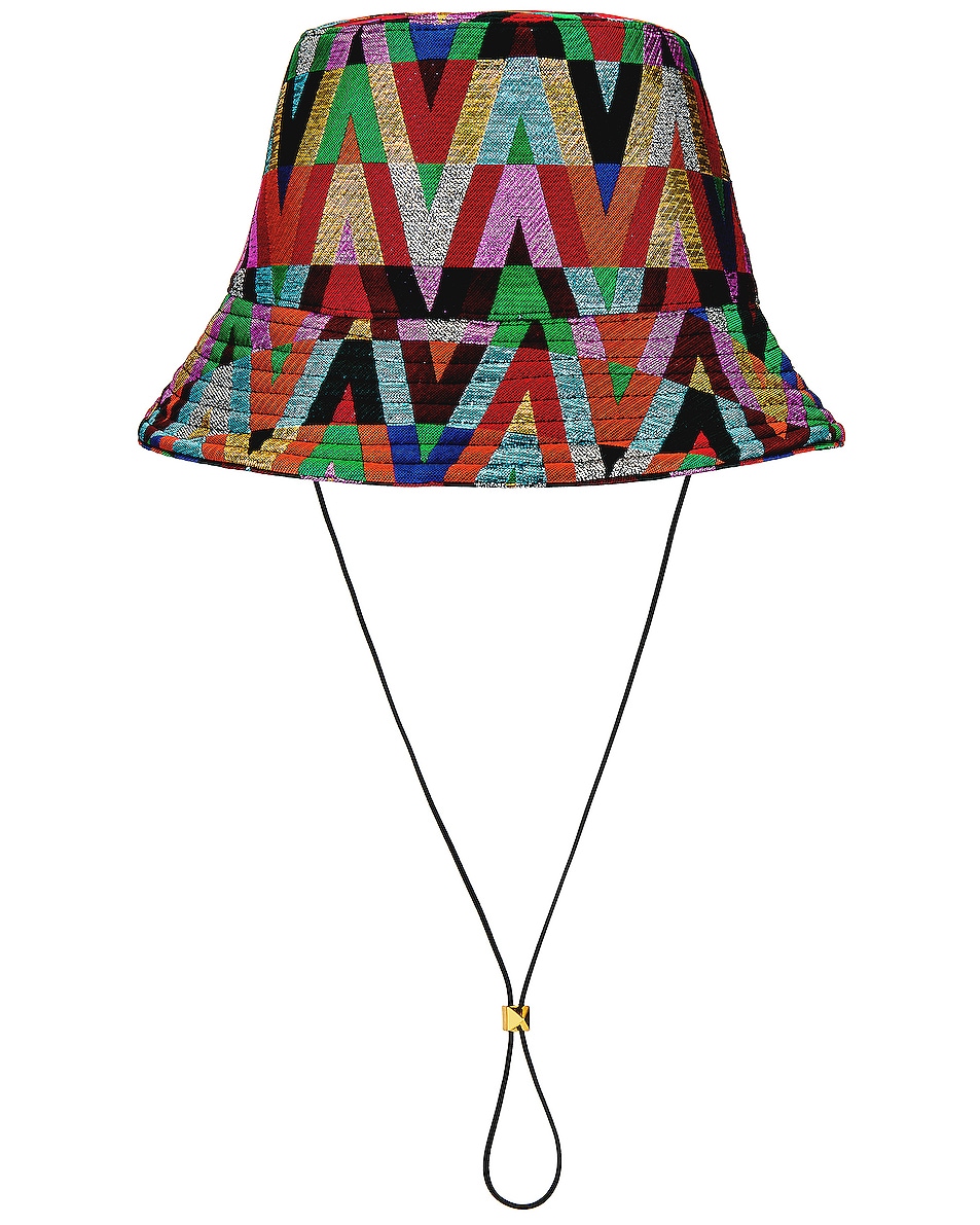 Image 1 of Valentino Garavani Jacquard V Optical Bucket Hat in Multicolor