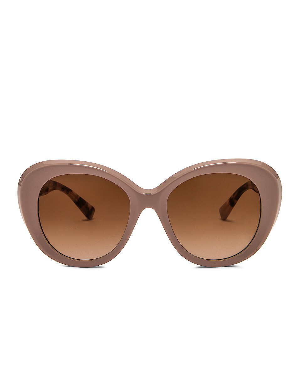 Image 1 of Valentino Garavani Valentino Rockstud Round Sunglasses in Antique Pink & Brown Gradient