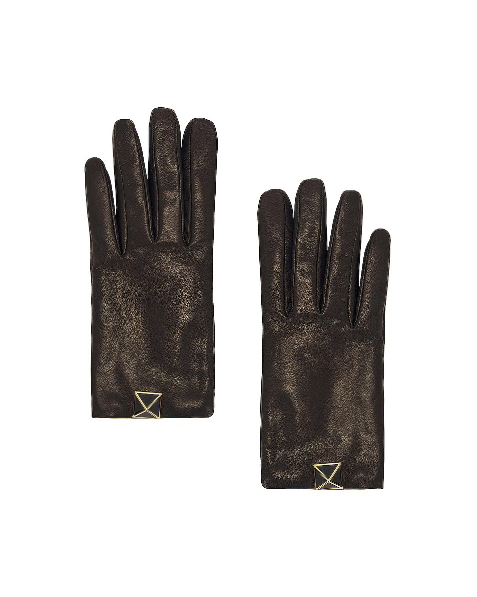 Image 1 of Valentino Garavani Roman Stud Gloves in Nero