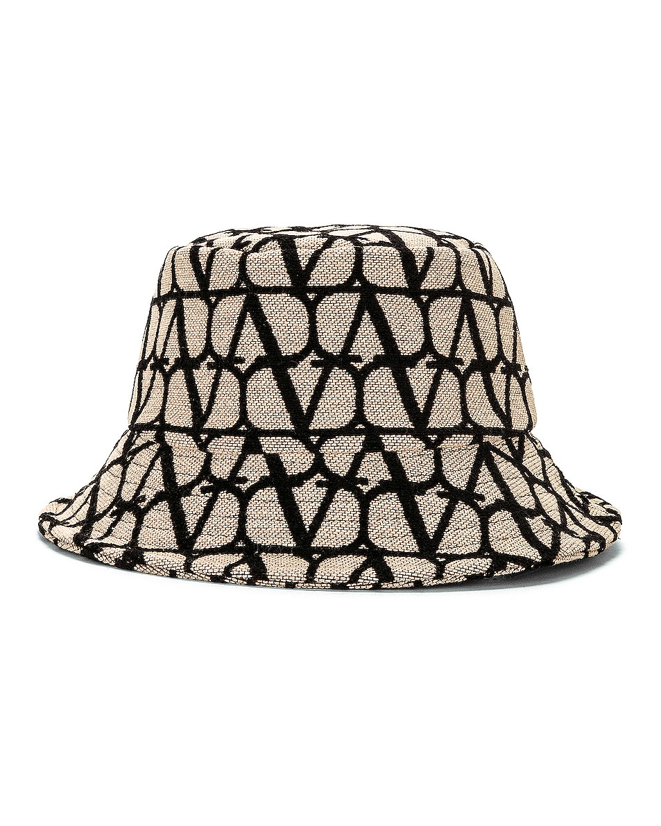 Image 1 of Valentino Garavani V Logo Bucket Hat in Naturale & Neo