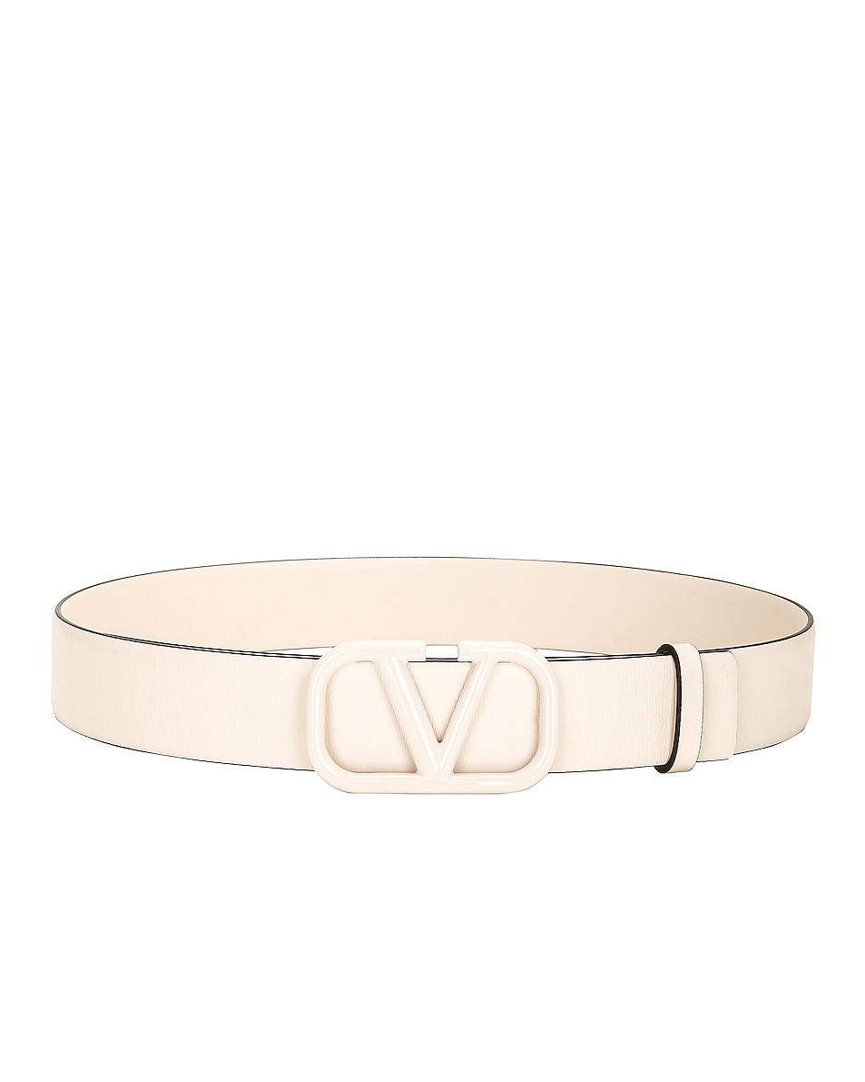 Image 1 of Valentino Garavani V Logo Signature 30 Belt in Light Ivory