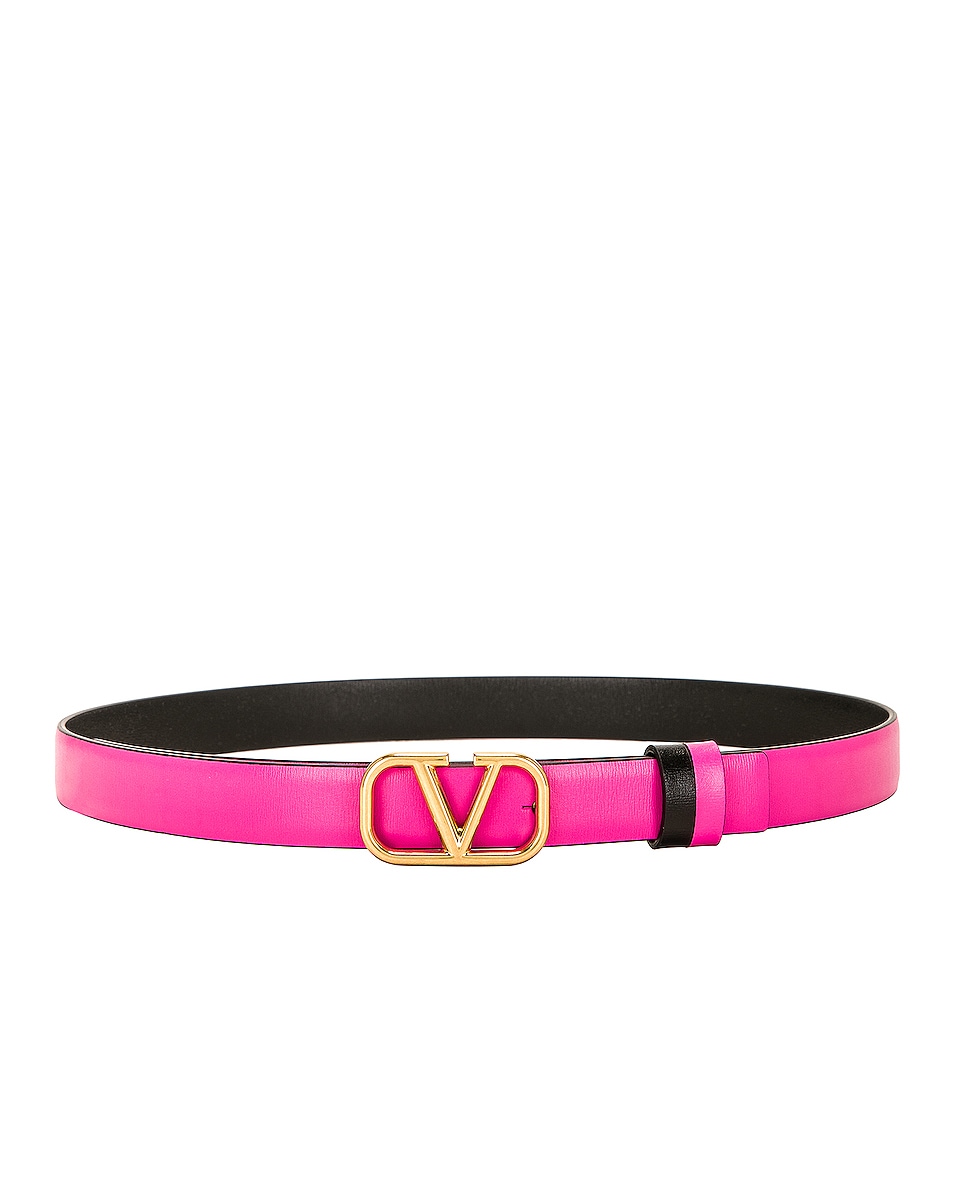 Valentino Garavani V Logo Signature 20 Reversible Belt in Pink & Nero ...