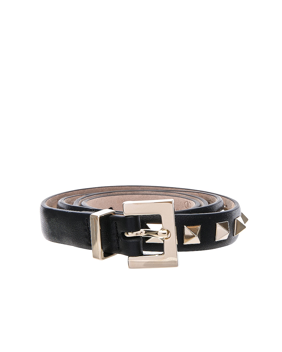 Image 1 of Valentino Garavani Rockstud Leather Belt in Black
