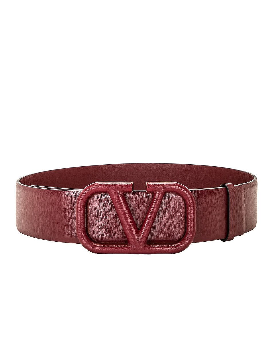Image 1 of Valentino Garavani V Logo Signature 40 Belt in Cordovan Red