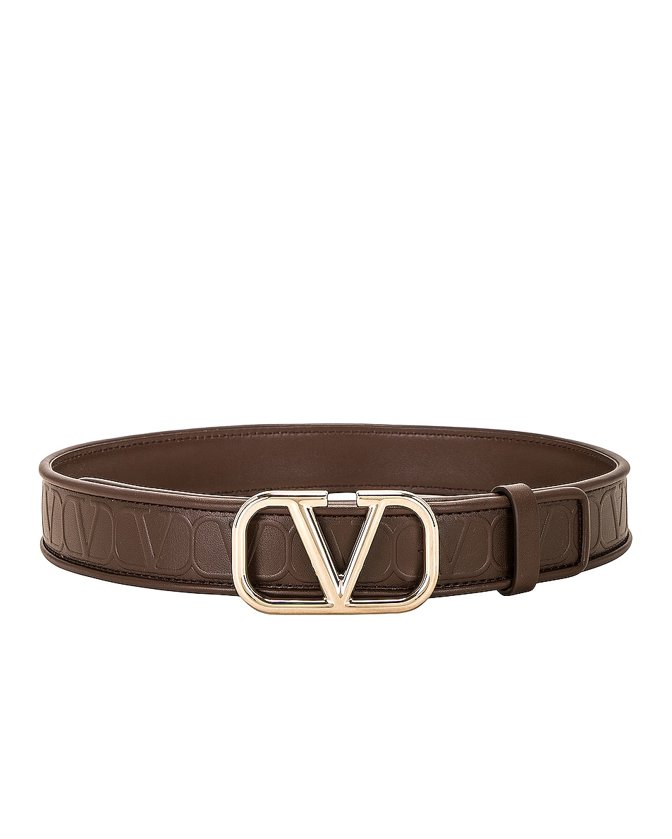 Image 1 of Valentino Garavani V Logo Signature Belt in Cacao