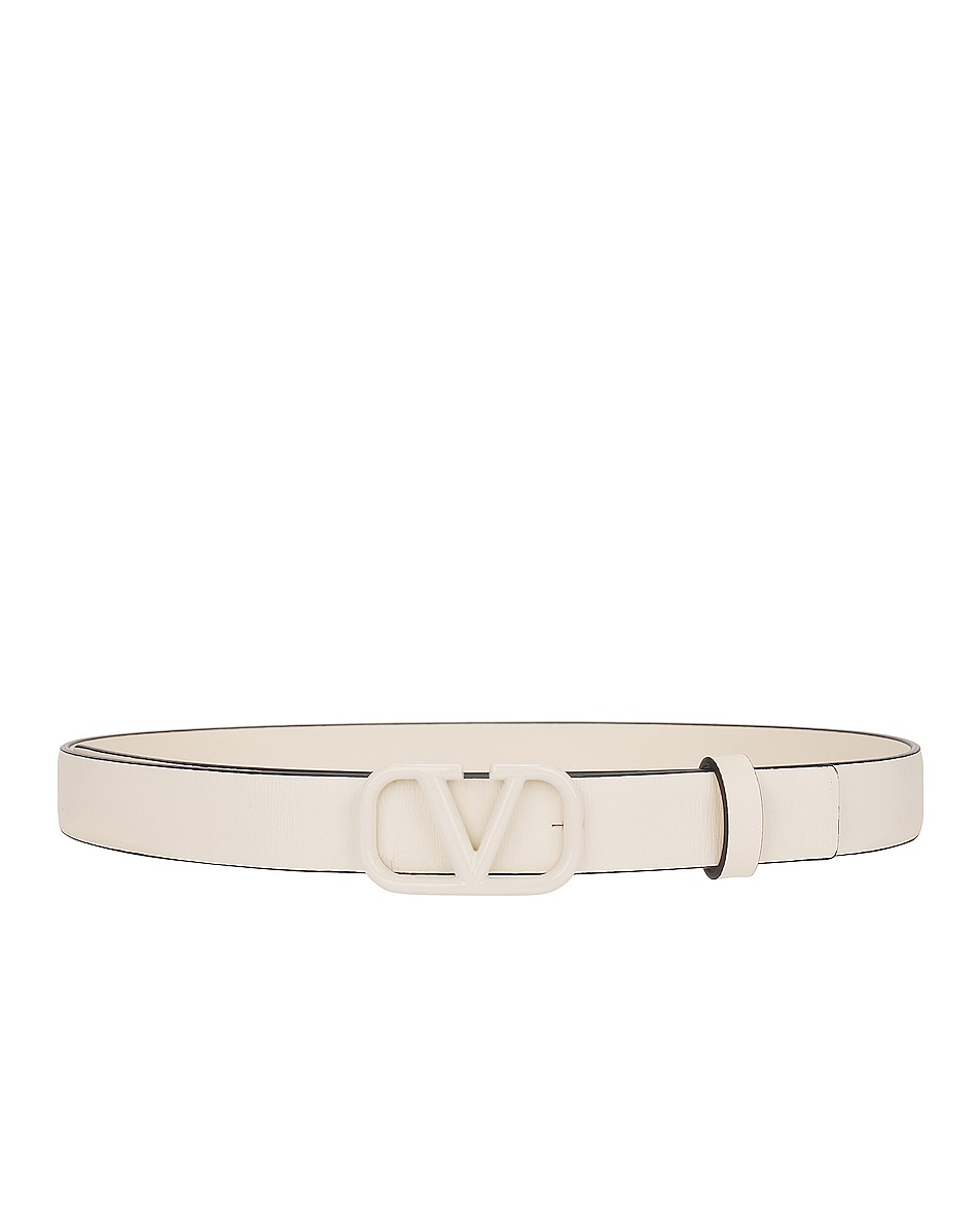 Image 1 of Valentino Garavani V Logo Signature Belt in Light Ivory