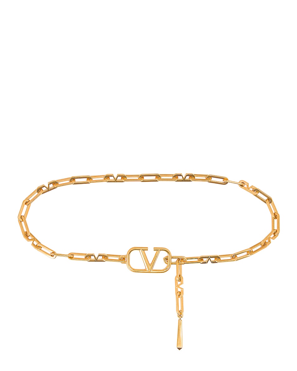 Image 1 of Valentino Garavani V Chain Belt in Brass