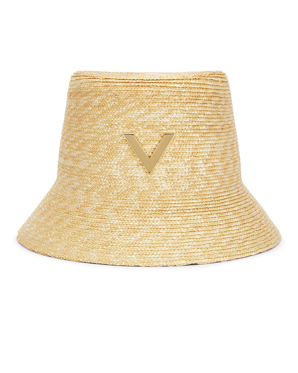 Image 1 of Valentino Garavani V Signature Bucket Hat in Naturale