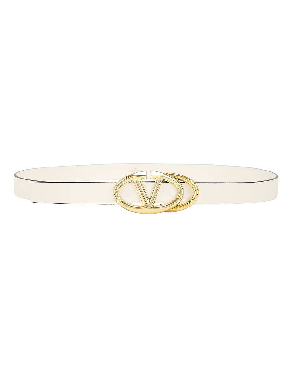 Image 1 of Valentino Garavani V Logo The Bold Edition Belt in Ivory