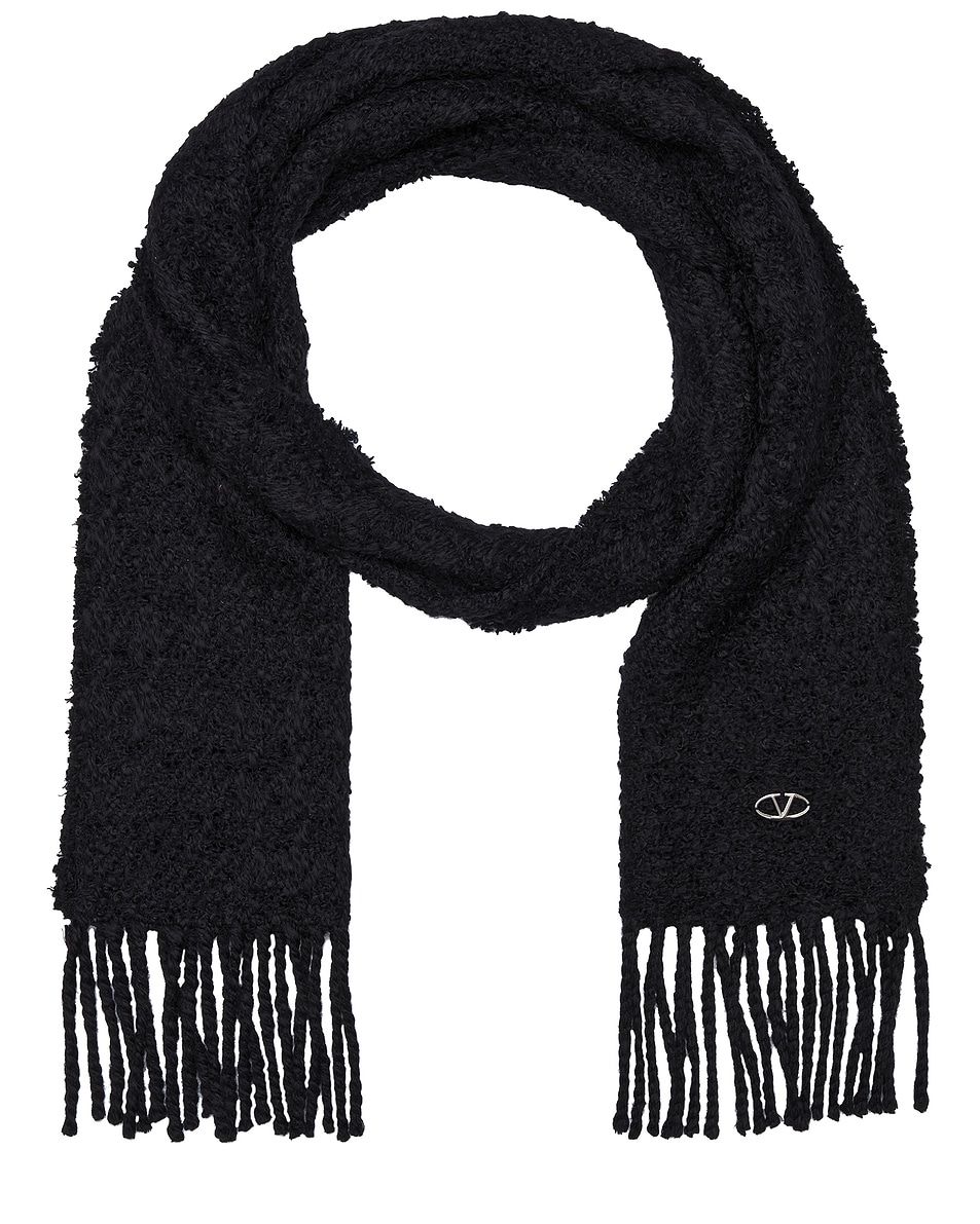 Image 1 of Valentino Garavani V Logo Scarf in Nero