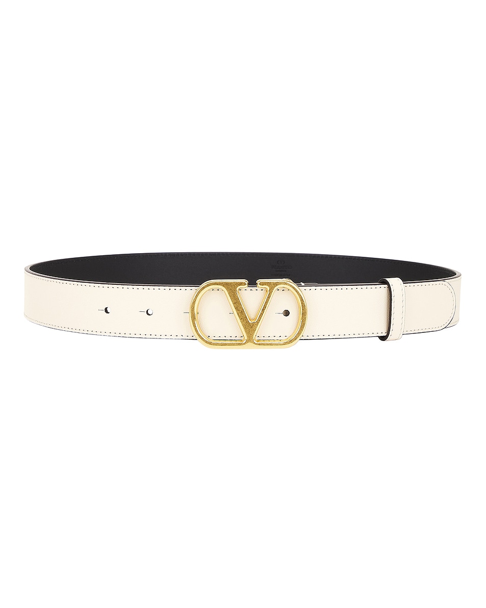 Image 1 of Valentino Garavani V Logo Signature 30 Belt in Butter White