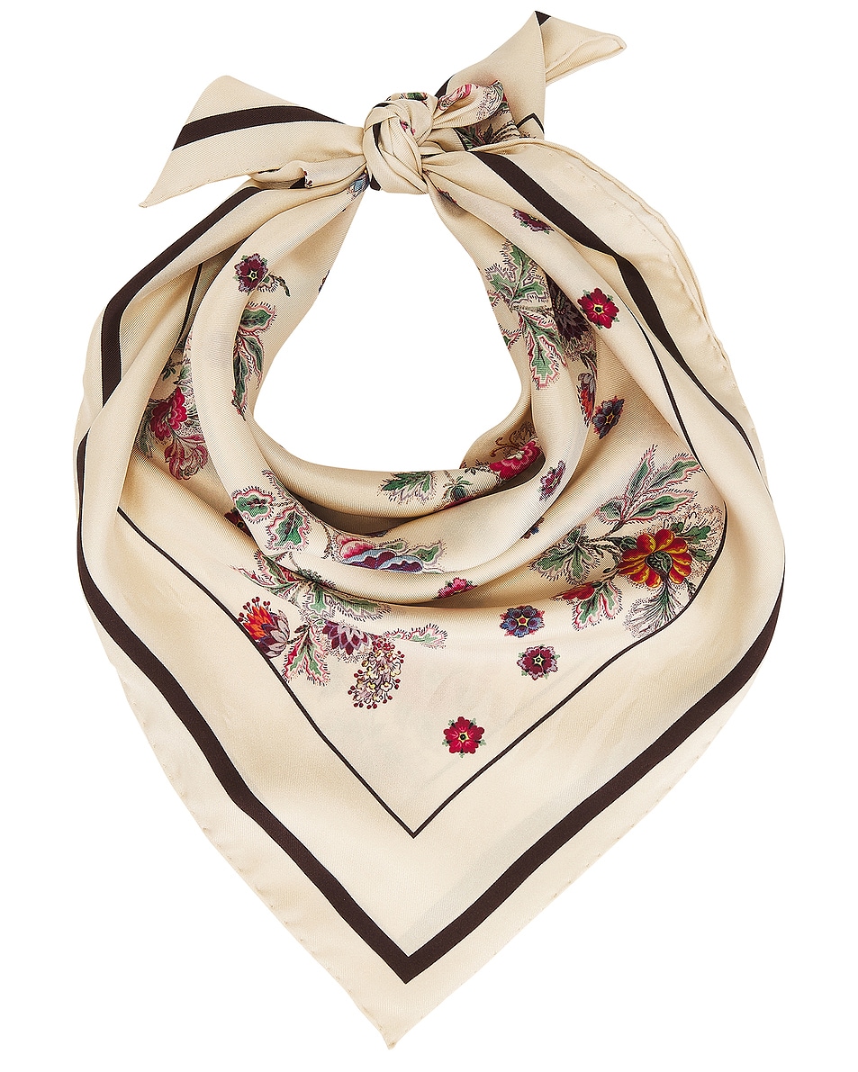 Image 1 of Valentino Garavani Papier Floral Foulard in Burro & Marrone