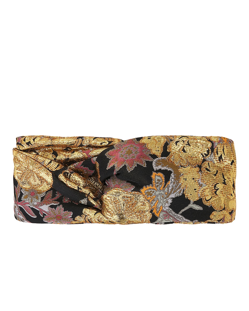Image 1 of Valentino Garavani Famiglia 2 Headband in Nero, Lurex Oro, & Arancio