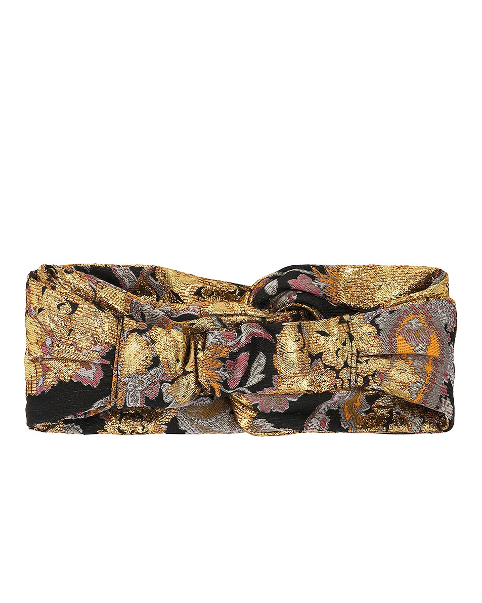 Image 2 of Valentino Garavani Famiglia 2 Headband in Nero, Lurex Oro, & Arancio