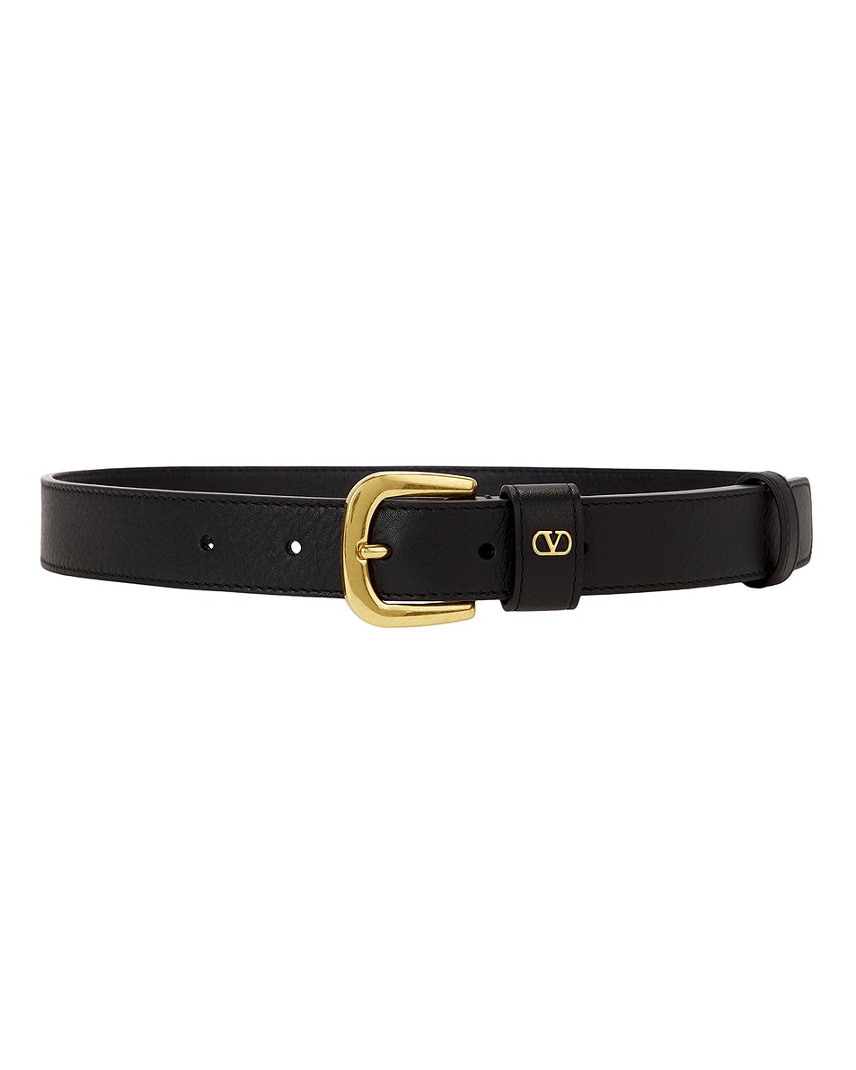Image 1 of Valentino Garavani V Logo Signature 25 Belt in Nero
