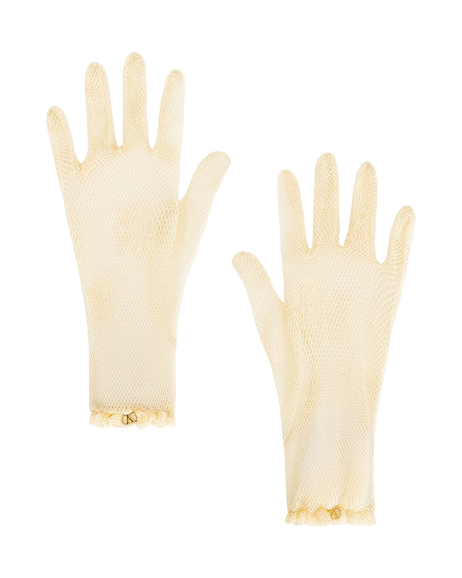 Image 1 of Valentino Garavani V Logo Signature Gloves in Burro & Oro