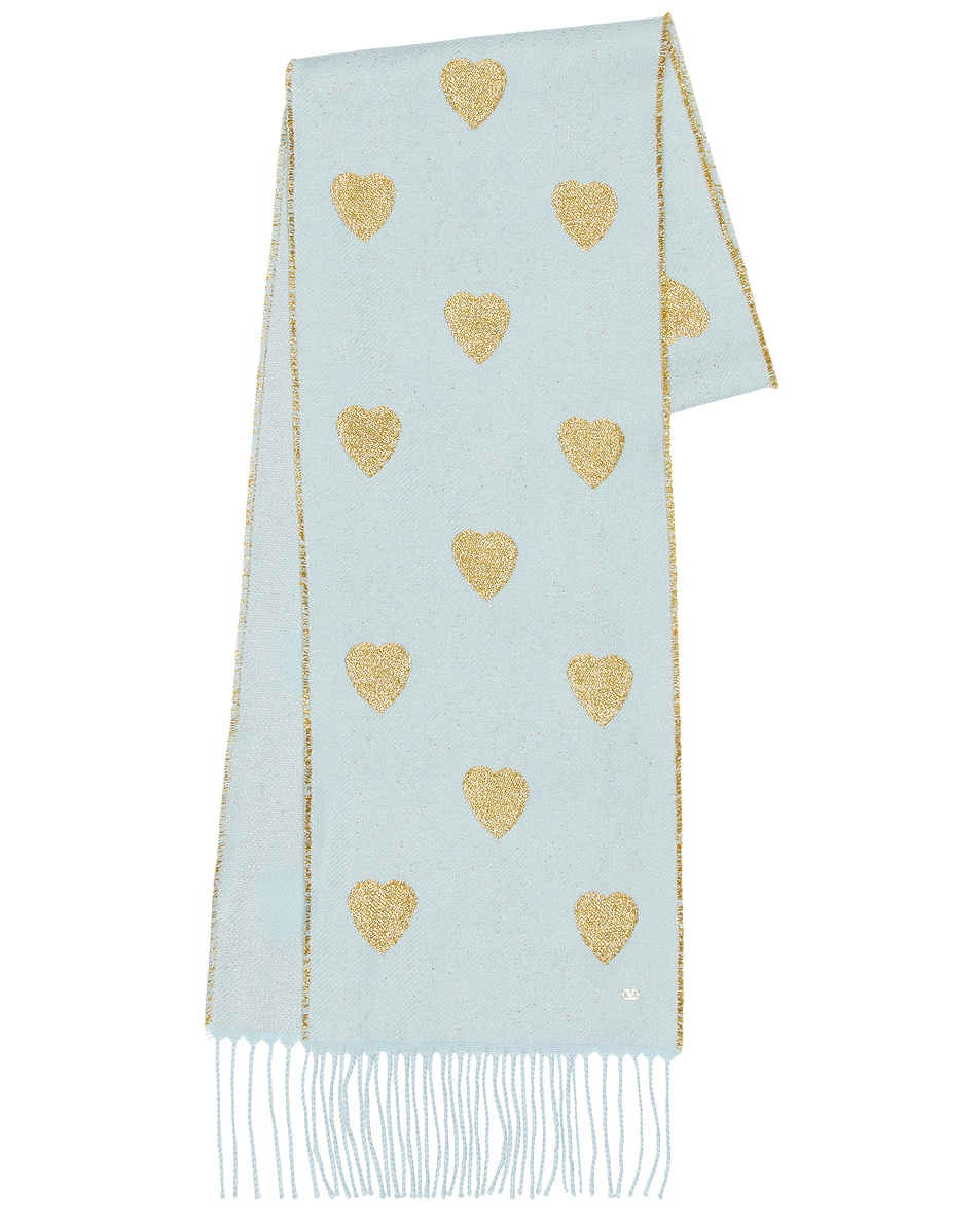 Image 1 of Valentino Garavani Lana Scarf in Celeste & Oro