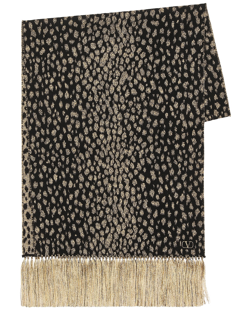 Image 1 of Valentino Garavani Cashmere Scarf in Marrone & Oro