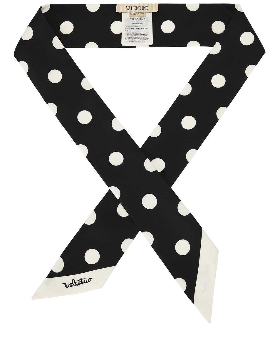 Image 1 of Valentino Garavani Bandeau Scarf in Nero & Burro