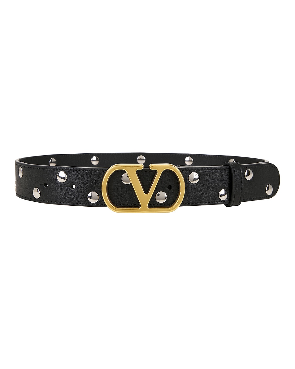 Image 1 of Valentino Garavani V Logo Signature Studs Belt in Nero