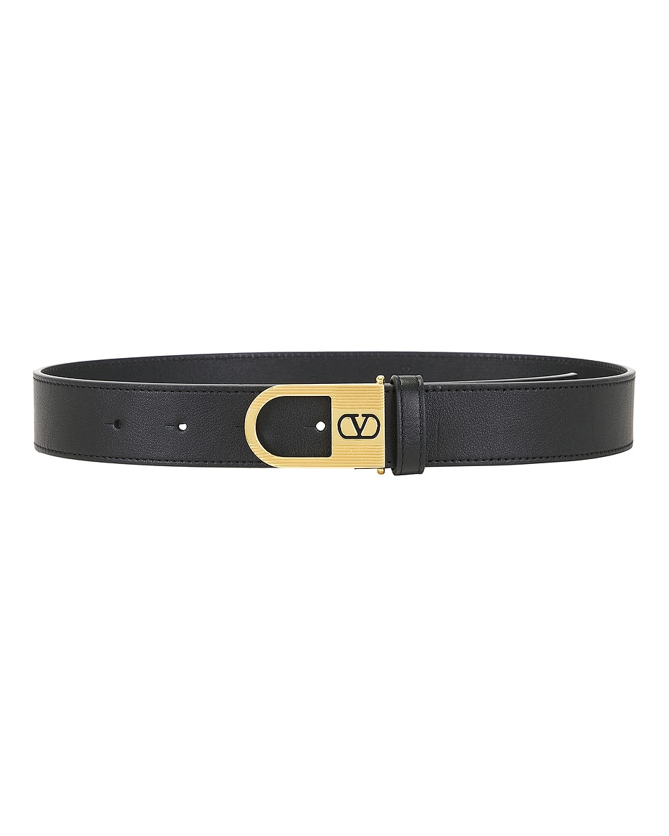 Image 1 of Valentino Garavani V Logo Signature Belt in Nero