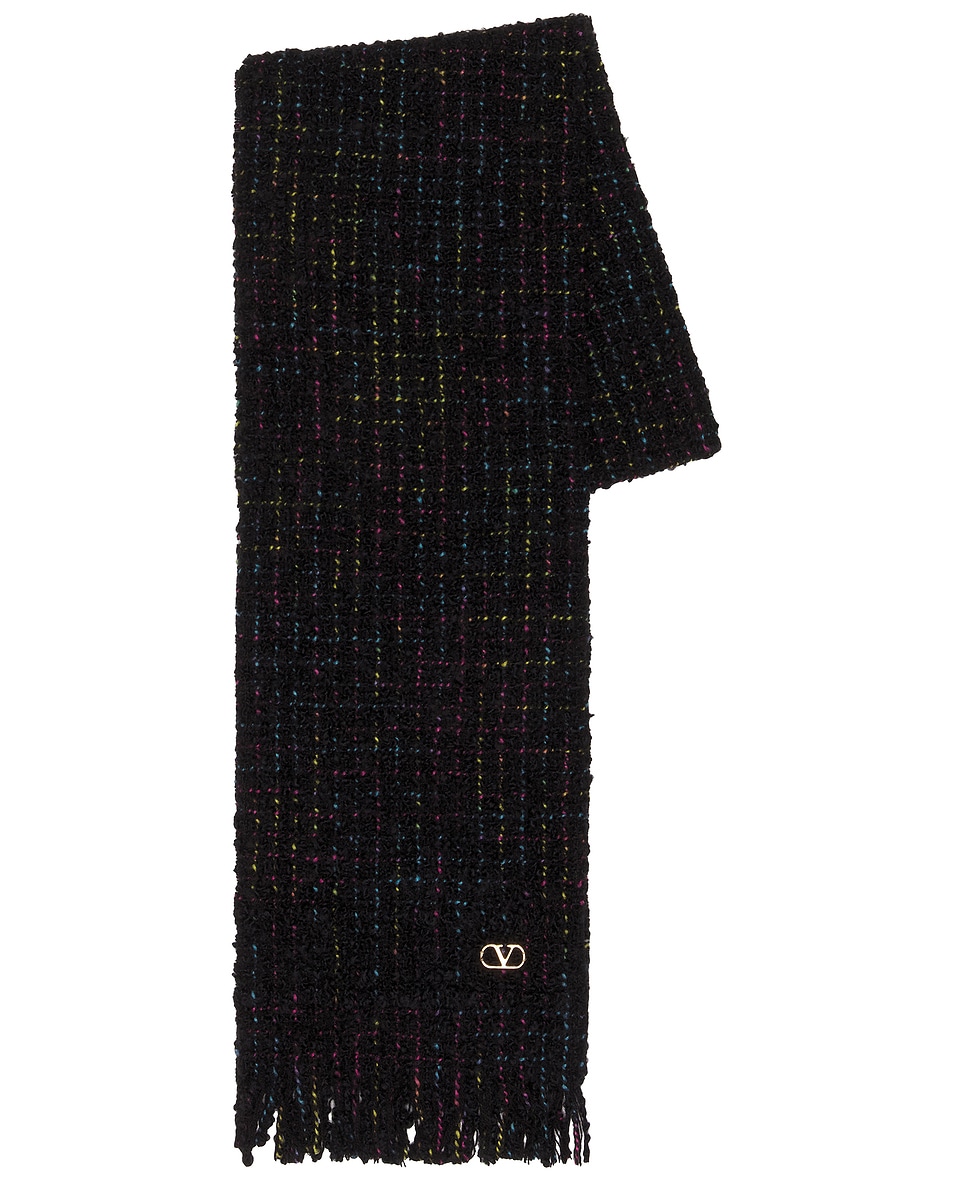 Image 1 of Valentino Garavani Cashmere Lana Jacquard Scarf in Nero & Oro