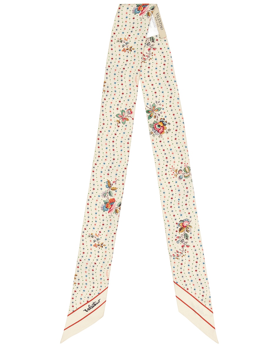 Image 1 of Valentino Garavani Floral Stelline E Fio Bandeau Scarf in Burro & Multicolor