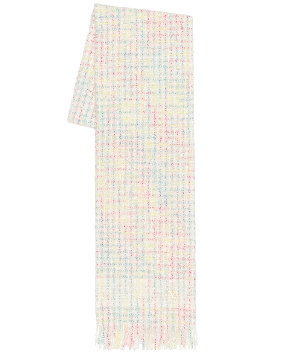 Image 1 of Valentino Garavani Cashmere Lana Jacquard Scarf in Avorio & Oro